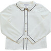 Daniel Contrast Piped Trim Long Sleeve Shirt, White & Navy - Shirts - 1 - thumbnail