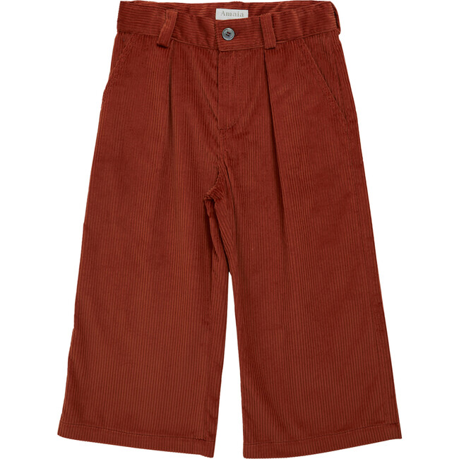 Cyrilla Corduroy Buttoned Waist Wide Leg Trousers, Burnt Orange