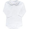 Baby Mayfair Contrast Piped Peter Pan Collar Bodysuit, White & Light Blue - Onesies - 1 - thumbnail