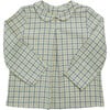 Baby Mallard Checkered Peter Pan Collar Long Sleeve Shirt, Blue & Yellow - Shirts - 1 - thumbnail