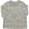 Baby Mallard Checkered Peter Pan Collar Long Sleeve Shirt, Cream & Multicolors - Shirts - 1 - thumbnail