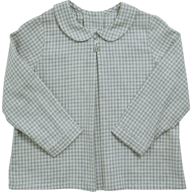 Baby Darius Vichy Peter Pan Collar Long Sleeve Shirt, Grey