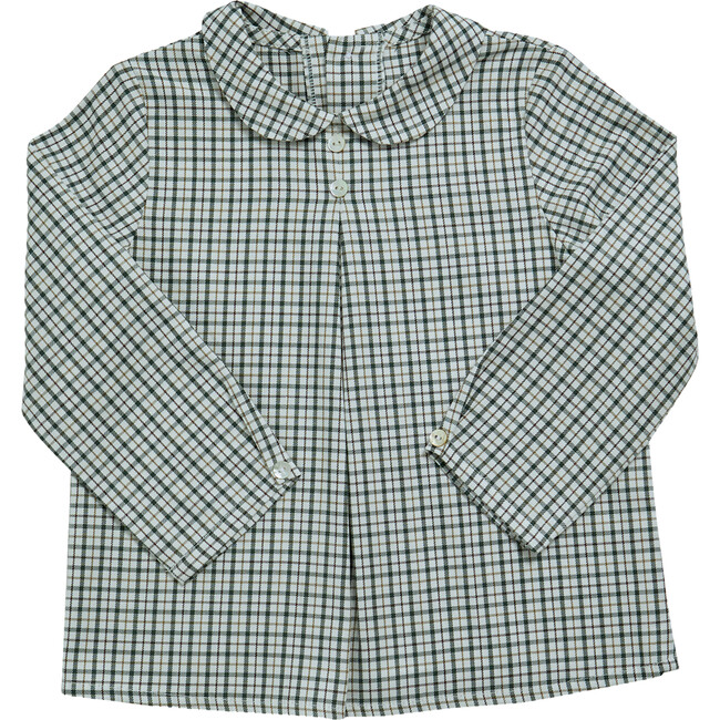 Baby Darius Checkered Peter Pan Collar Long Sleeve Shirt, Khaki