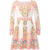 Lyla Embroidered Long Balloon Sleeve Mini Dress, Multicolors - Dresses - 1 - thumbnail