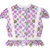 Sadie Floral Embroidered Short Flutter Sleeve Top, Multicolors - Blouses - 1 - thumbnail