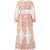 Lyla Embroidered Bow Long Balloon Sleeve Maxi Dress, Multicolors - Dresses - 2