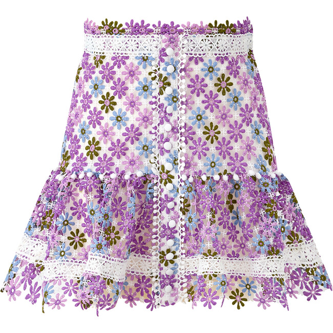 Sadie Floral Embroidered A-Line Mini Skirt, Multicolors