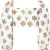 Lillian Floral Embroidered Long Balloon Sleeve Back Button Top, Ivory - Blouses - 2