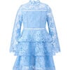 Layla Long Sleeve Tiered Frill Full Skirt Mini Dress, Powder Blue - Dresses - 1 - thumbnail