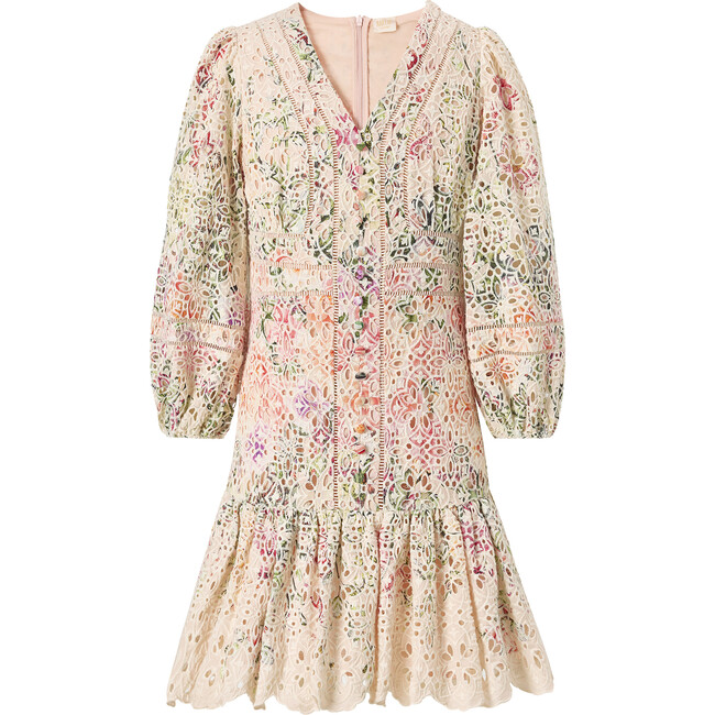 Harper Floral Print V-Neck Long Balloon Sleeve Mini Dress, Multicolors