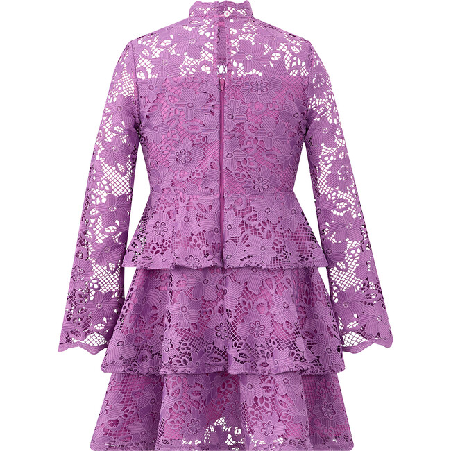 Layla Long Sleeve Tiered Frill Full Skirt Mini Dress, Grape - Dresses - 2