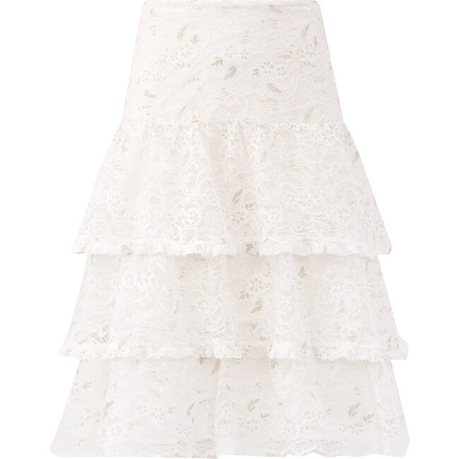 Gabriella Lace Tiered Maxi Skirt, Cream