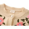 Grace Floral Embroidered Long Sleeve Knit Button-Up Cardigan, Cream - Cardigans - 3