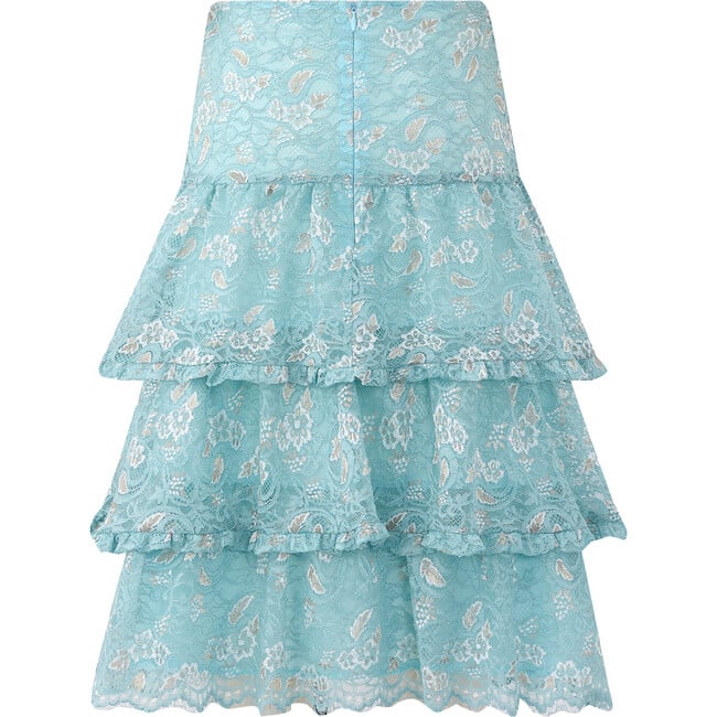 Gabriella Lace Tiered Maxi Skirt, Cerulean - Skirts - 2