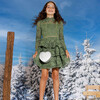 Layla Long Sleeve Tiered Frill Full Skirt Mini Dress, Khaki Green - Dresses - 8