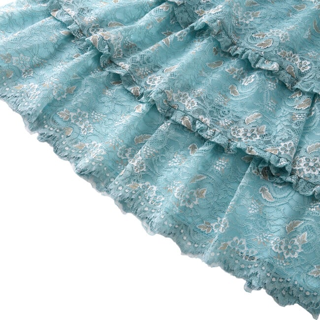 Gabriella Lace Tiered Maxi Skirt, Cerulean - Skirts - 5