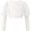 Gabriella Lace Long Sleeve Back Button Top, Cream - Blouses - 1 - thumbnail