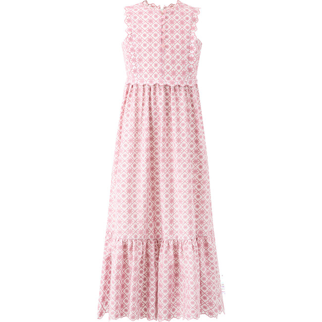 Brielle Embroidered Sleeveless Floral Button Maxi Dress, Dusty Pink