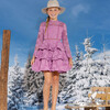 Layla Long Sleeve Tiered Frill Full Skirt Mini Dress, Grape - Dresses - 8