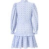 Brielle Embroidered Long Bishop Sleeve Mini Dress, Powder Blue - Dresses - 2