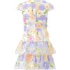 Amara Floral Embroidered Short Flutter Sleeve Tiered Skirt Mini Dress, Multicolors - Dresses - 2