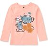 Turkish Tea Graphic Print Crew Neck Long Sleeve T-Shirt, Salmon - T-Shirts - 1 - thumbnail