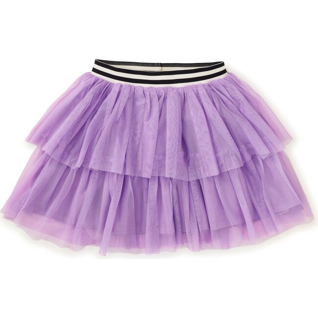 Tiered Elastic Waistband 2-Tiered Mini Tulle Skirt, Sheer Lilac