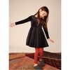 Velour Boat Neck Long Sleeve Ballet Skirt Dress, Jet Black - Dresses - 5