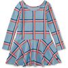 Plaid Print Ribbed Boat Neck Drop Waist Skater Dress, Painted Windowpane - Dresses - 2