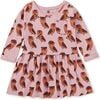 Original Print Boat Neck Long Sleeve Pocket Play Dress, All Knowing Owl - Dresses - 1 - thumbnail