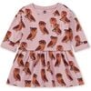 Original Print Boat Neck Long Sleeve Pocket Play Dress, All Knowing Owl - Dresses - 2