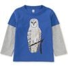 Nihat's Owl Crew Neck Layered Long Sleeve T-Shirt, Majorelle Blue - T-Shirts - 2