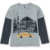 Istanbul Taxi Crew Neck Layered Long Sleeve T-Shirt, Smoke - T-Shirts - 1 - thumbnail