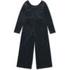 Just For Kicks Velour Long Sleeve Wide Leg Jumpsuit, Jet Black - Jumpsuits - 2