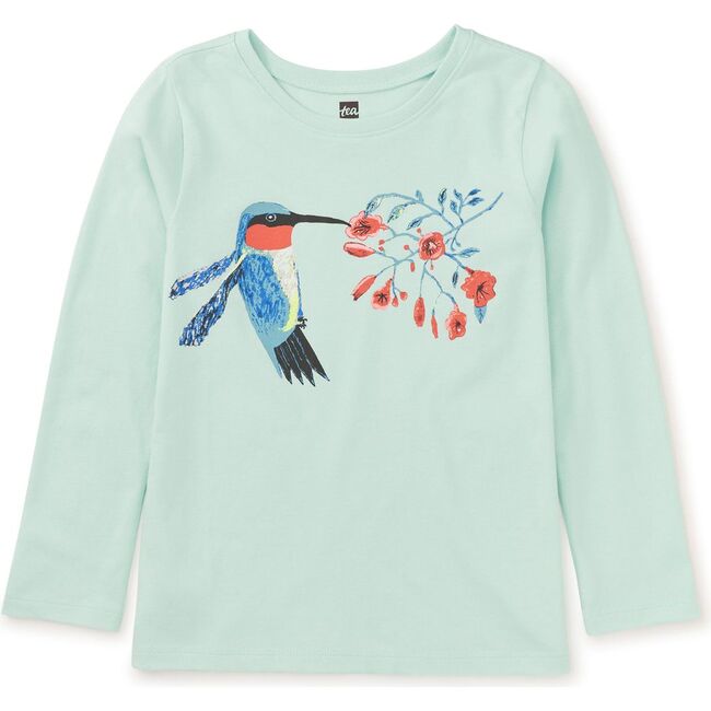 Hummingbird Graphic Print Crew Neck Long Sleeve T-Shirt, Garden Party