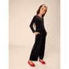 Just For Kicks Velour Long Sleeve Wide Leg Jumpsuit, Jet Black - Jumpsuits - 6