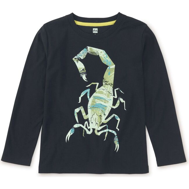 Scorpion Glow Graphic Print Long Sleeve T-Shirt, Jet Black