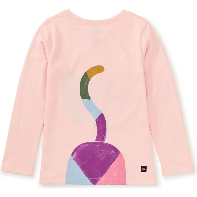 Rainbow Cat Graphic Print Crew Neck Long Sleeve T-Shirt, Pink Salt - T-Shirts - 2