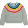 Rainbow Graphic Print Crew Neck Long Sleeve Sweater, Med Heather Grey - Sweaters - 1 - thumbnail