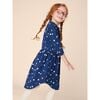 Graphic Print Crew Neck Long Sleeve Elastic Waist Midi Dress, Floating Kitties - Dresses - 3