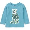 Flower Bear Graphic Print Crew Neck Long Sleeve T-Shirt, Seashore - T-Shirts - 2