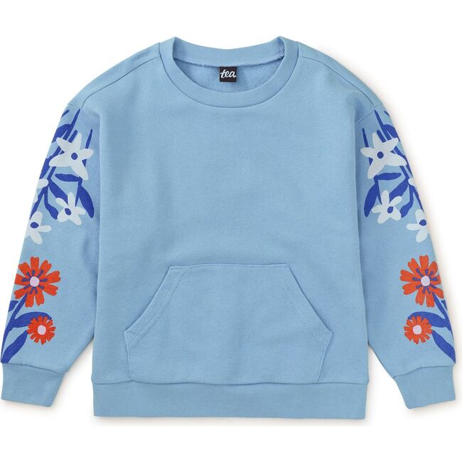 Floral Print Long Sleeve Kanga Popover, Scenic Blue