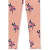 Floral Print Ribbed Elastic Waist Leggings, Simple Saffron - Leggings - 3