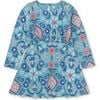 Floral Print Long Sleeve Curved Waist Pocket Dress, Hariz Rug In Seashore - Dresses - 1 - thumbnail