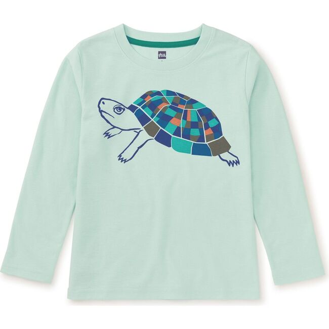 Mosaic Turtle Graphic Print Long Sleeve T-Shirt, Garden Party