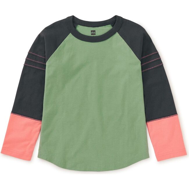 Explorer Colorblock Raglan Long Sleeve Pintuck T-Shirt, Thyme