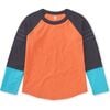 Explorer Colorblock Raglan Long Sleeve Pintuck T-Shirt, Orange Spice - T-Shirts - 1 - thumbnail