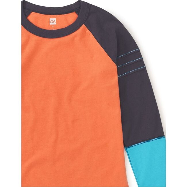 Explorer Colorblock Raglan Long Sleeve Pintuck T-Shirt, Orange Spice - T-Shirts - 2