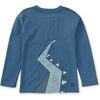 Dragon Double Sided Crew Neck Long Sleeve T-Shirt, Aegean Blue - T-Shirts - 2