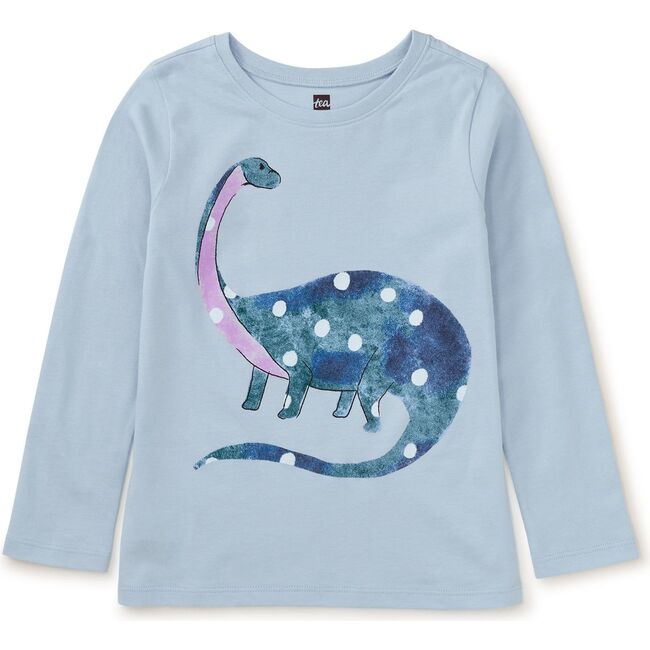 Dotted Dino Graphic Print Crew Neck Long Sleeve T-Shirt, Skyride